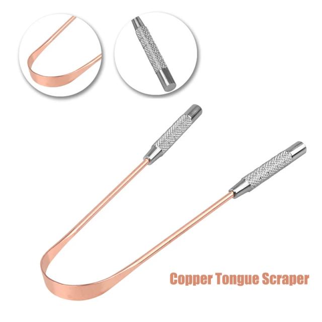 1PCS Copper Tongue Scraper Oral Tongue Cleaner Brush Tongue Toothbrush Oral Hygiene High Quality Tounge Scraper on Productcaster.