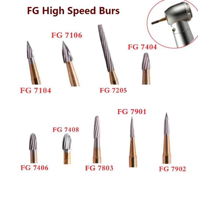 Cesoon 10Pcs/Box Dental Burs Drill Titanium Carbide Tungsten Plated High Speed Tungsten Bur FG Dentistry Material Dentist Tools on Productcaster.