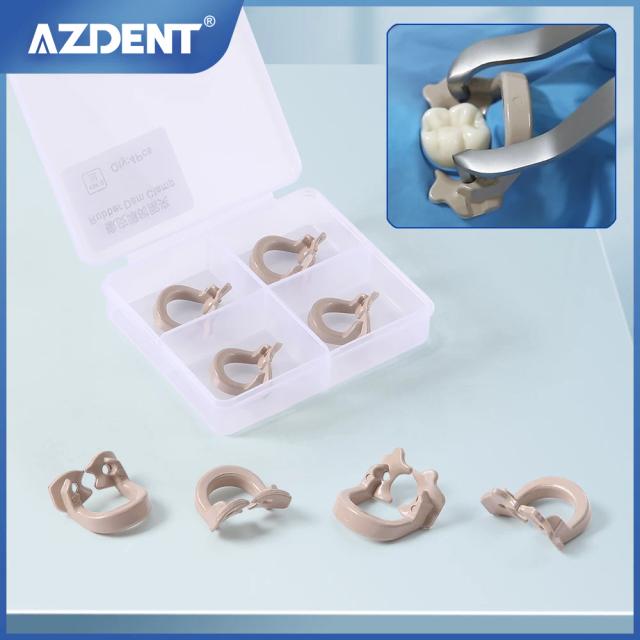 AZDENT 4PCS Dental Rubber Dam Clamps Dam Rubber Barrier Clip Resin Materials Autoclavable 134℃ Dentist Tools Dental Lab Tool on Productcaster.