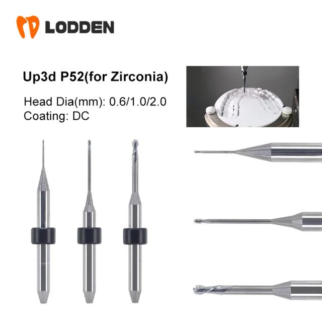 Dental Milling Burs Up3d P52 Zirconia 2.0 1.0 0.6 Dental Lab Griding Tools on Productcaster.