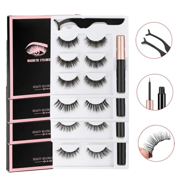 1/3/4Pairs Magnetic Eyelashes False Lashes Repeated Use Eyelashes Waterproof Liquid Eyeliner With Tweezer Make Up Sets Hotting on Productcaster.