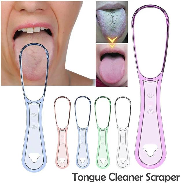 1PC Tongue Cleaner Scraper Health Care Tongue Cleaner Scraper Remove Stains Fresh Breath Tongue Cleaning Tool for Adult D2U7 on Productcaster.