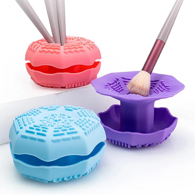 New Silicone Makeup Brush Washing Bowl Cosmetic Brush Cleaner Dying Holder Stand Multifunctional Brush Washer Make Up Remover on Productcaster.