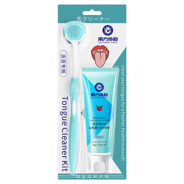 Tongue Scraper and Coating Cleaning Gel Fresh Remove Odor To Cleaner for Bad Breath Cleaning Products for Tongue Cleaning on Productcaster.