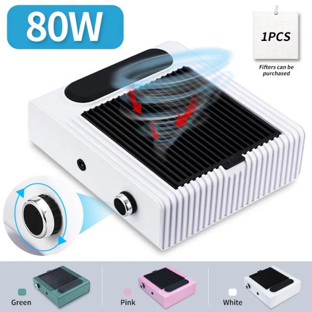 80W Powerful Nail Dust Collector For Manicure Nail Vacuum Cleaner With Fitter Nail Dust Fan Manicure Salon Equipment on Productcaster.