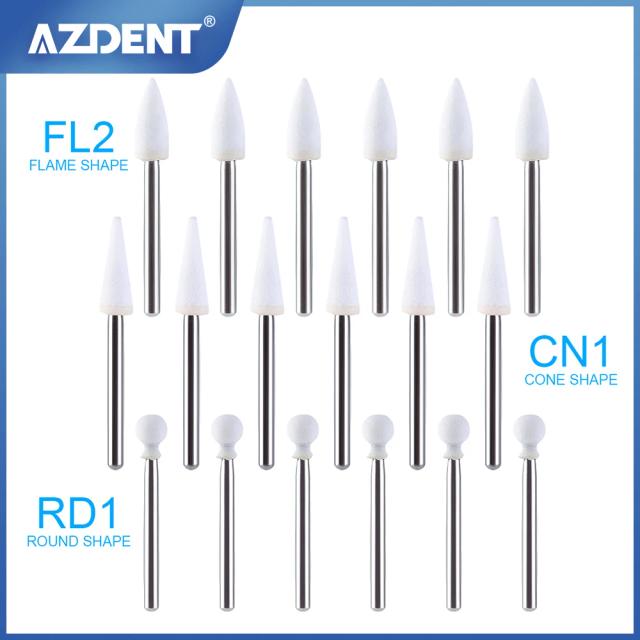 AZDENT 12pcs/Box Dental White Stone Polishing FG Burs Cone/Flame/Round Shape Abrasion Bur Fit For High Speed Handpiece 1.6mm on Productcaster.