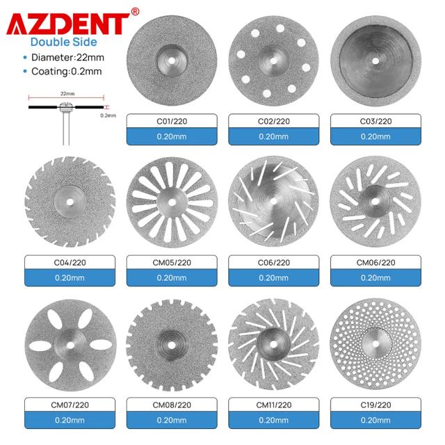 15PCS AZDENT Dental 0.20mm Ultra-thin Diamond Cutting Disc Double Sided Disk For Polisher Machine Dental Lab Polishing Tools on Productcaster.