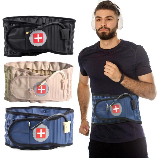 Waist Air Traction Brace Belt Spinal lumbar Support Back Relief Belt Backach Pain Release Massager Unisex Physio Decompression on Productcaster.