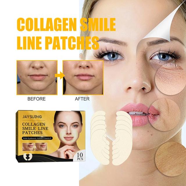 10Pcs Collagen Smile Line Patches Facial Line Lifting Firms Skin Smoothes Wrinkles Patches Skin Care on Productcaster.