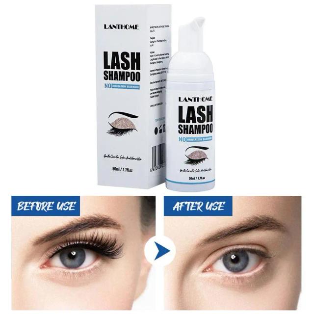 50ml Eyelash Extension Foam Cleanser Shampoo Gentle Cleansing Mosse Lash Eyelid Extension Brush Kit Cleanser For Salon Home on Productcaster.