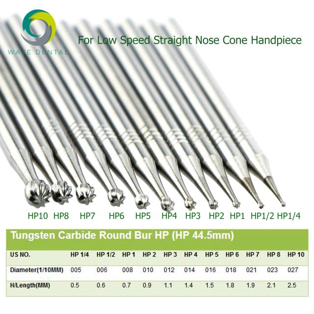 Low Speed Straight Nose Cone Handpiece Fit 5Pcs WAVE Dental Tungsten Carbide Round Drills Burs Bur Plus HP1 HP2 HP4 HP5 HP8 HP10 on Productcaster.