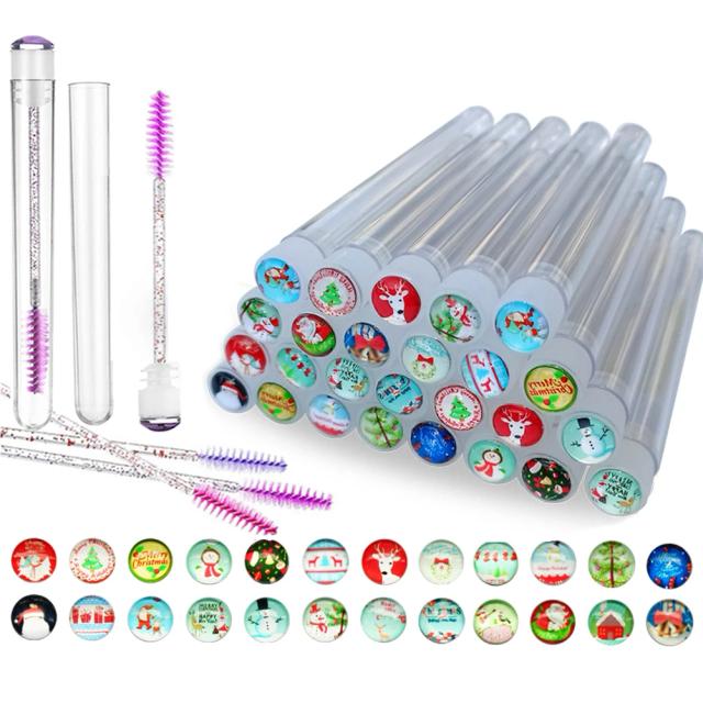 50/100pcs Christmas Drill Reusable Eyebrow Brush Tube Mascara Wand Disposable Eyelash Brush Makeup Brushes Lash Accesories on Productcaster.