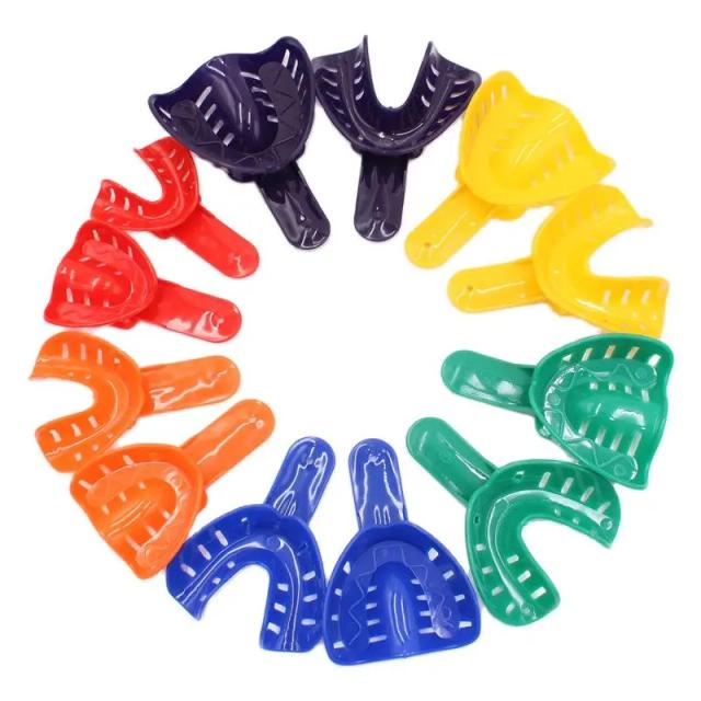 12Pcs/set Disposable Plastic Dental Impression Trays Adult And Children Central Supply Materials Teeth Holder Oral Care Tools on Productcaster.