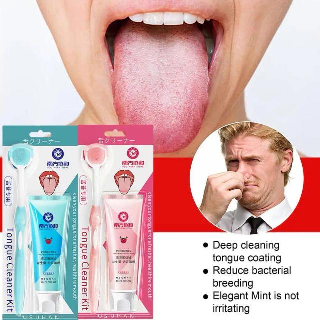 Tongue Cleaner Gel With Brush Tounge Crapper Cleaning Gel With Brush Healthy Oral Hygiene Brush Bad Breath For Adults O1D8 on Productcaster.