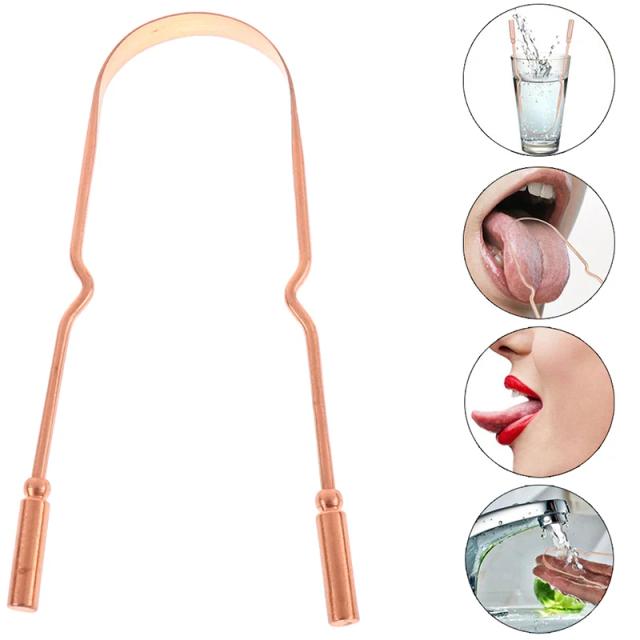 1PCS Pure Copper Tongue Scraper Oral Cleaner Brush Fresh Cleaning Hygiene High Quality Tounge Scraper on Productcaster.