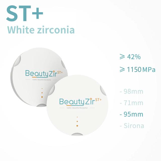 11.11 ST+ White Zirconia (95mm) System Beautyzir Super Translucency Zirkon Zahn DentalZirconia Blank on Productcaster.