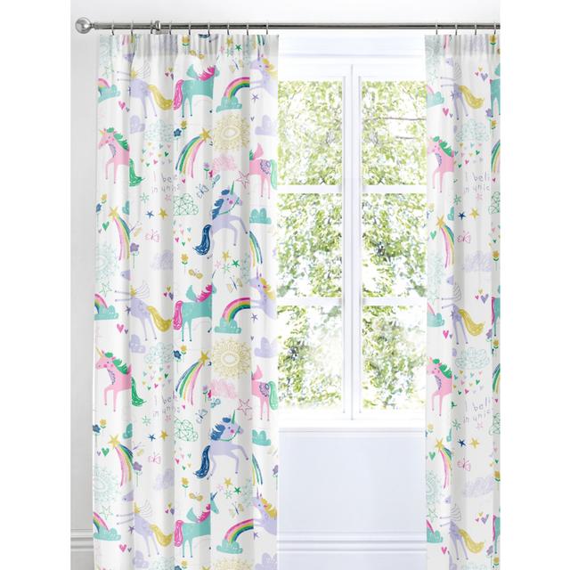 Bedlam Rainbow Unicorn Pink Kids Bedroom Curtains on Productcaster.