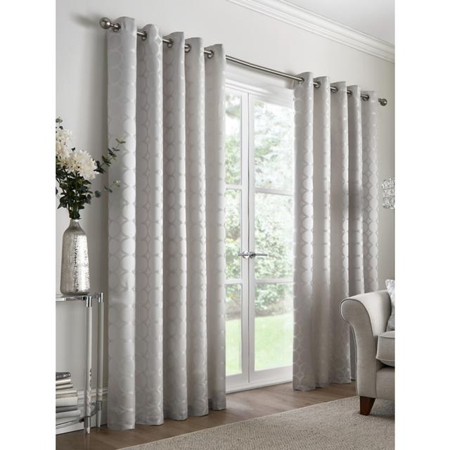 Appletree Boutique Cassina Jacquard Pair of Eyelet Curtains in Silver on Productcaster.