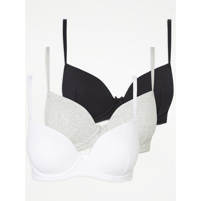 Women's White/Grey Padded Underwired T-Shirt Bras 3 Pack Size - 40E on Productcaster.