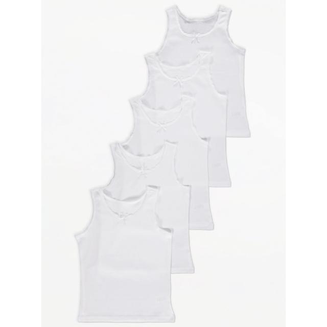 Kids' White Plain Vests with Bow 5 Pack on Productcaster.