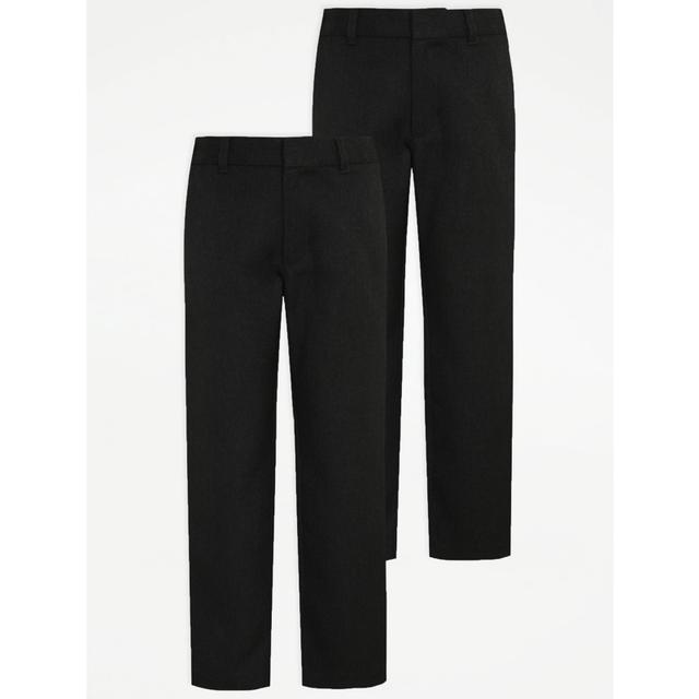 Boys' Charcoal Longer Length Regular Leg School Trouser 2 Pack on Productcaster.