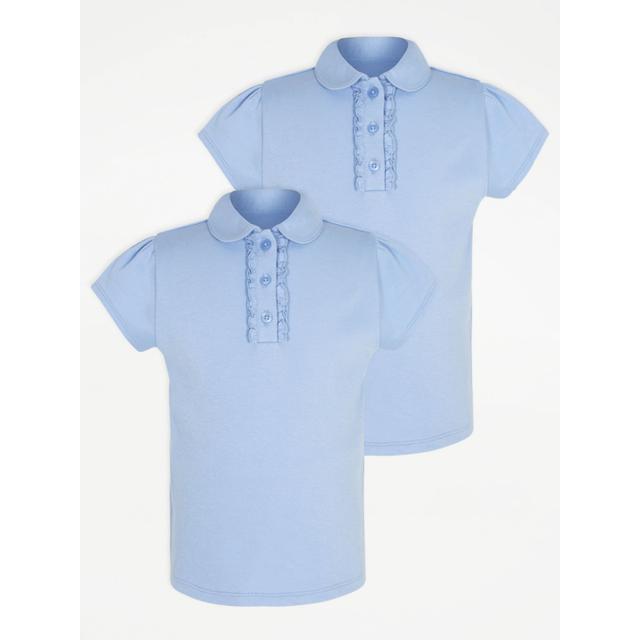 Girls' Light Blue Girls' Ruffle School Polo Shirt 2 Pack on Productcaster.