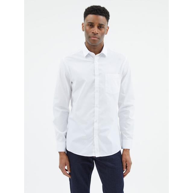 Men's White Long Sleeve Slim Fit Formal Shirt - Size 18 - White on Productcaster.