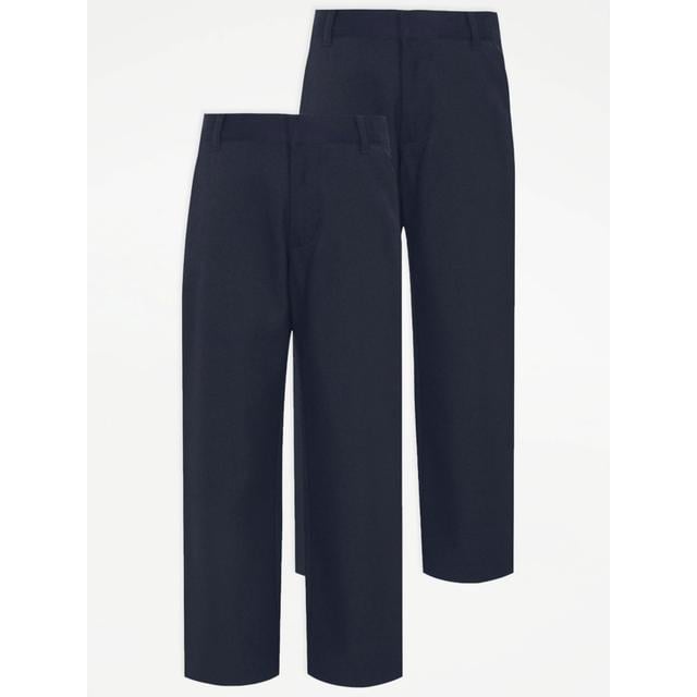 Boys' Navy Regular Leg School Trousers 2 Pack on Productcaster.