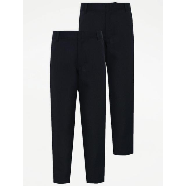 Boys' Navy Slim Leg School Trousers 2 Pack on Productcaster.