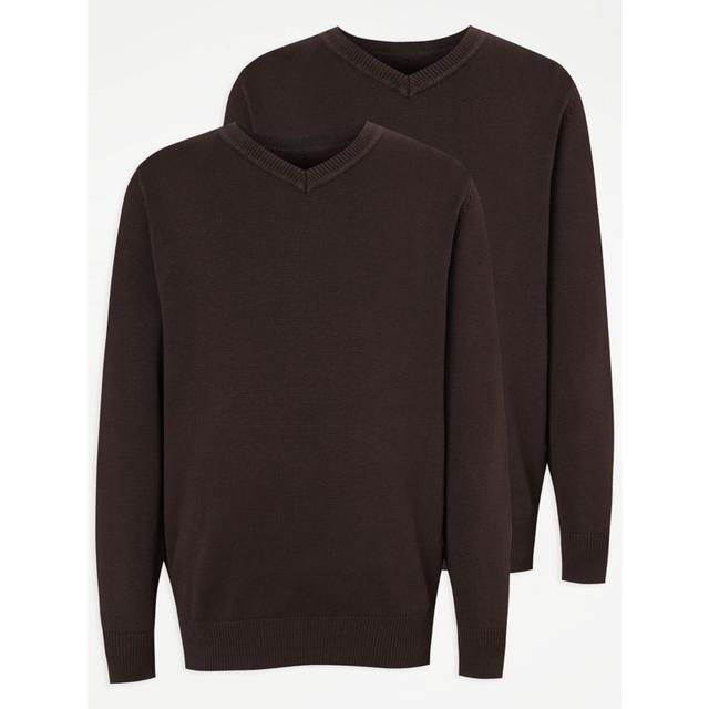 Boys' Brown V Neck School Jumper 2 Pack on Productcaster.