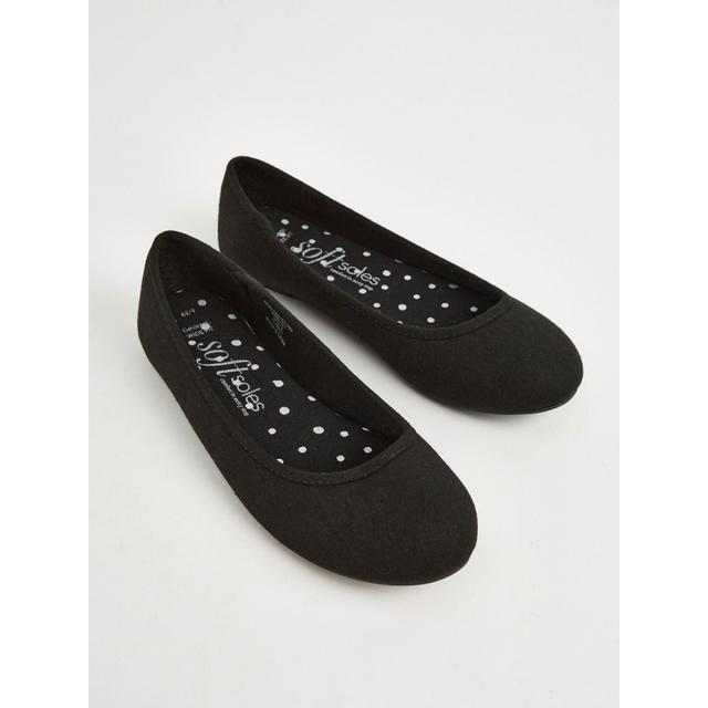 Women's Wide Fit Black Ballet Shoes - Upper textile, lining and sock textile, outsole other materials on Productcaster.