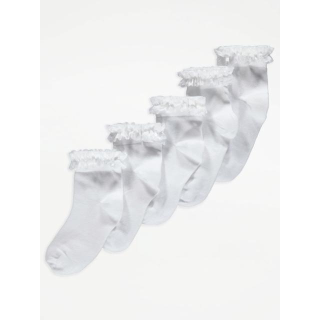 Kids' White Lace Trim Ankle Socks 5 Pack on Productcaster.