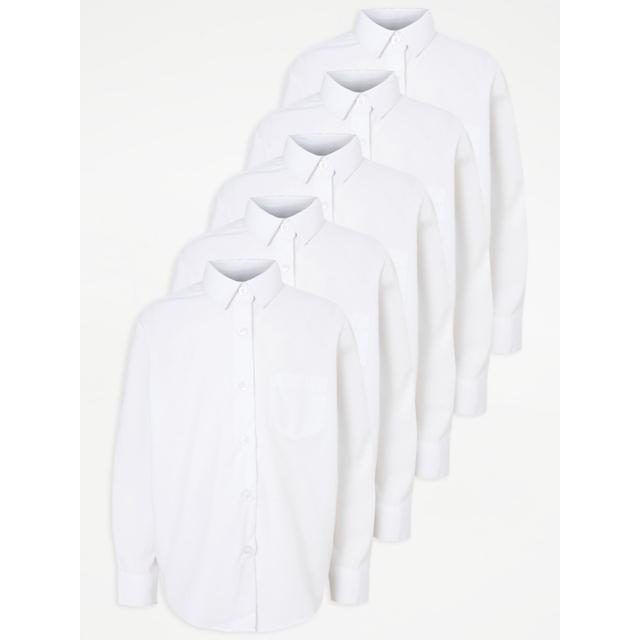 Girls' White Long Sleeve School Shirts 5 Pack on Productcaster.