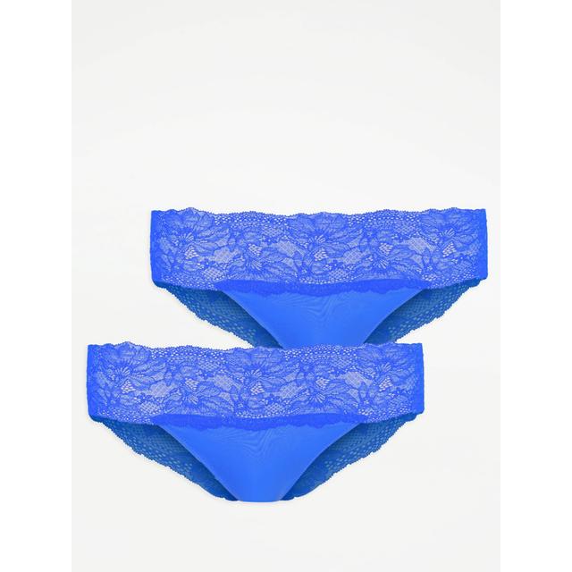 Women's Cobalt Blue Lace Trim Bandeau Brief Knickers 2 Pack Size - 8 on Productcaster.