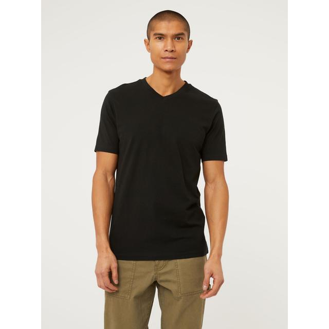 Men's Black Plain V-Neck T-Shirt - Size Xxxl - Black on Productcaster.