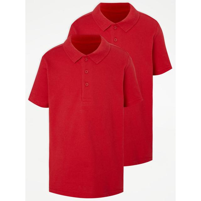 Boys' Red Short Sleeve School Polo Shirts 2 Pack on Productcaster.