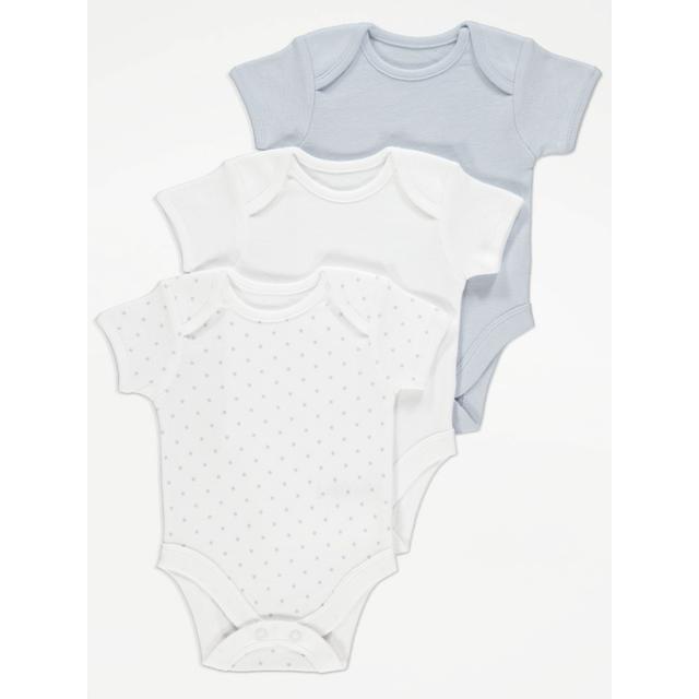 Baby Boys' Short Sleeve Bodysuits 3 Pack - Blue on Productcaster.