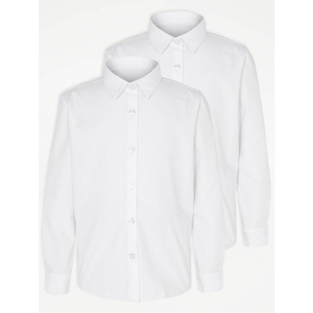 Girls' White Long Sleeve Non Iron School Shirts 2 Pack on Productcaster.