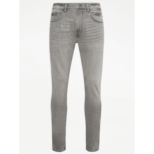 Men's Grey Skinny Fit Jeans - Size 30R - Grey on Productcaster.