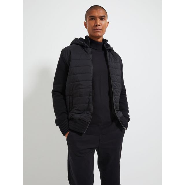 Sale Black Knitted Hybrid Hooded Jumper on Productcaster.