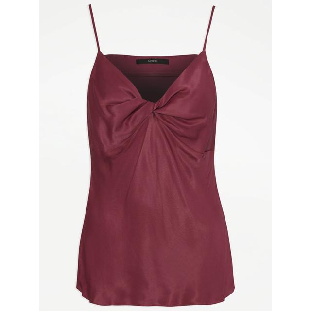 Sale Burgundy Knot Front Cami Top - 100% Viscose on Productcaster.