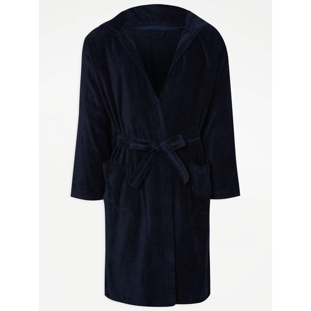 Men's Navy Towelling Dressing Gown - Size S - Blue on Productcaster.