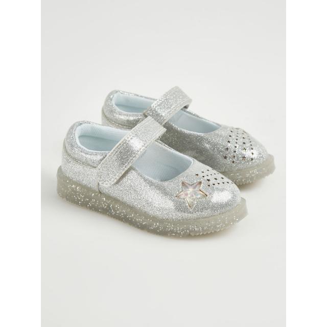 Kids' Silver Glitter Shooting Star Light Up Shoes on Productcaster.