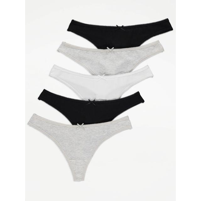 Women's Black Thongs 5 Pack Size - 8 on Productcaster.