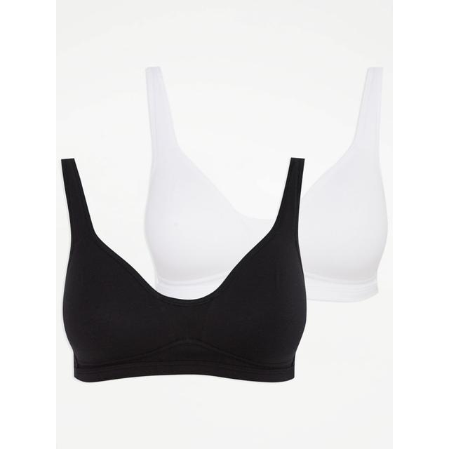 Women's Black Sporty Non-Wired Padded Bras 2 Pack Size - 30B on Productcaster.