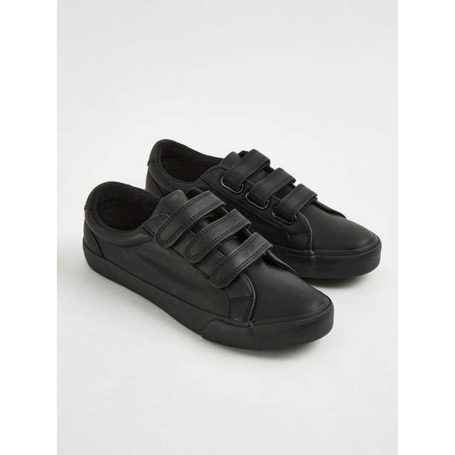 Boys' Black Triple Strap Cupsole School Shoes on Productcaster.