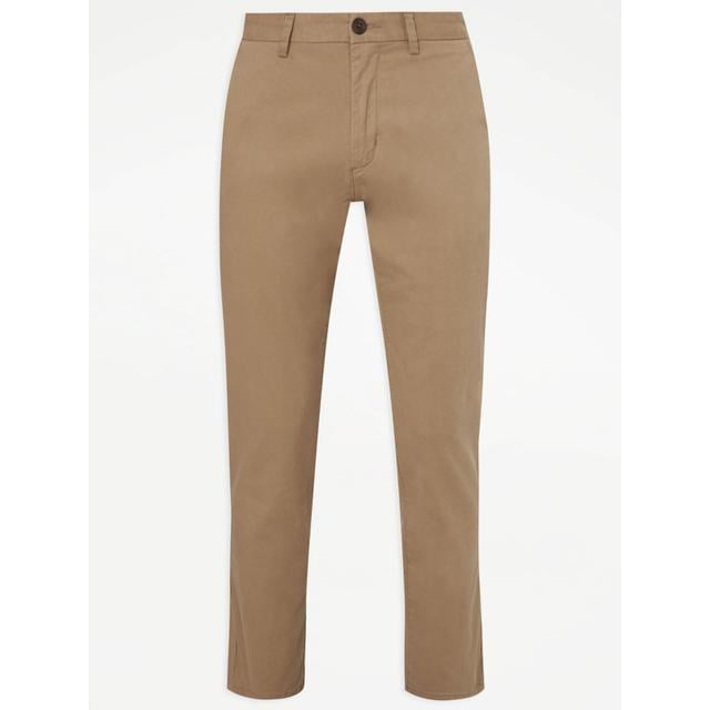 Men's Tan Straight Leg Chino Trousers - Size 32L - Tan on Productcaster.