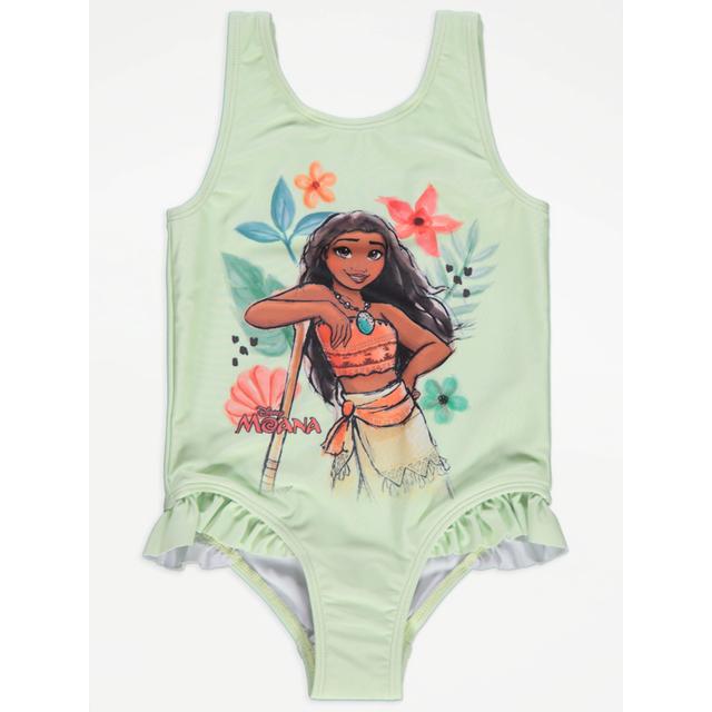 Kids' Disney Moana Light Green Frill Swimsuit - Sage Green on Productcaster.