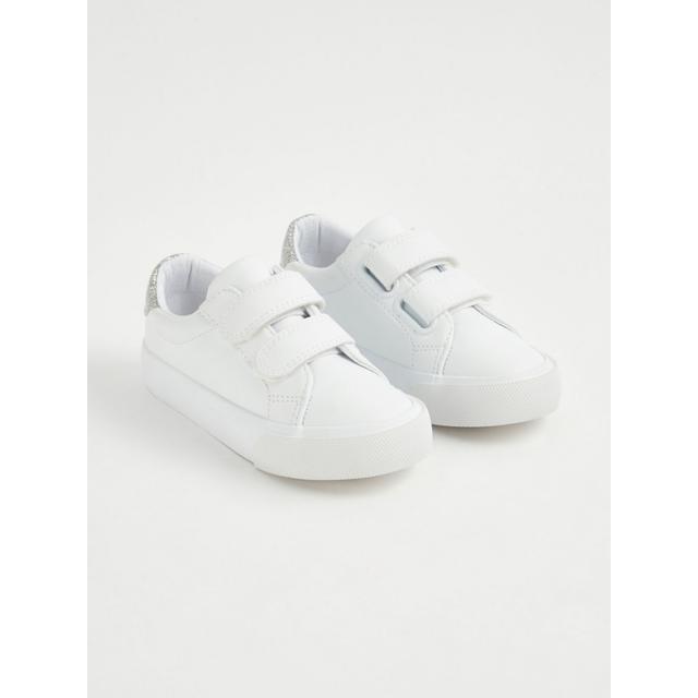 Kids' White Glitter Detail Double Strap Cupsole Trainers on Productcaster.