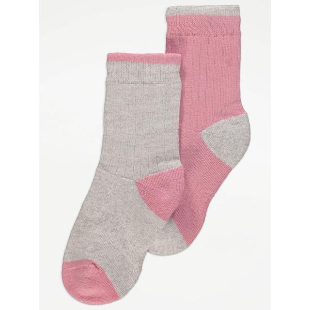 Kids' Cotton Rich Walking Socks 2 Pack - White/Pink on Productcaster.